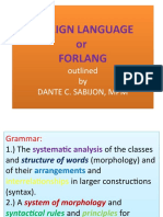 Foreign Language or Forlang: Outlined by Dante C. Sabijon, MPM