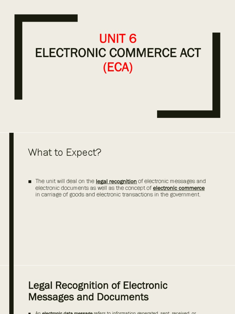Electronic Commerce Act Unit 6 (ECA) PDF Information Privacy