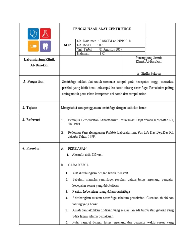 Sop Centrifuge PDF