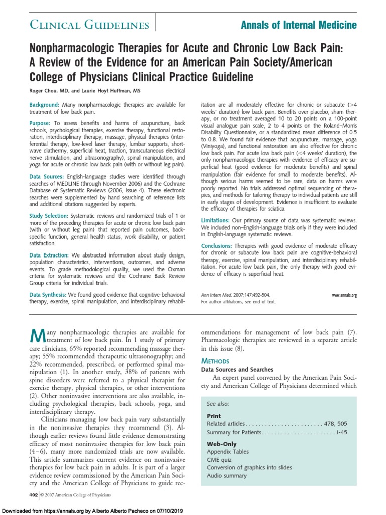 Clinical Guidelines | PDF | Low Back Pain | Acupuncture