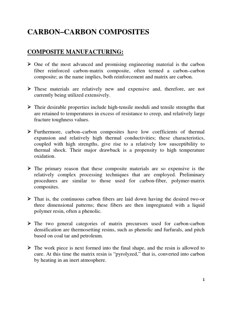 Carbon Carbon Composites | PDF | Composite Material | Chemical Vapor ...