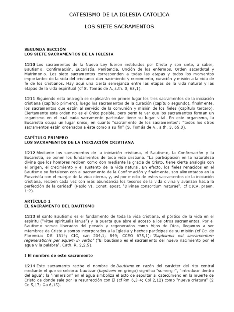 Catesismo de La Iglesia Catolica-Sacramentos | PDF | Sacramentos ...