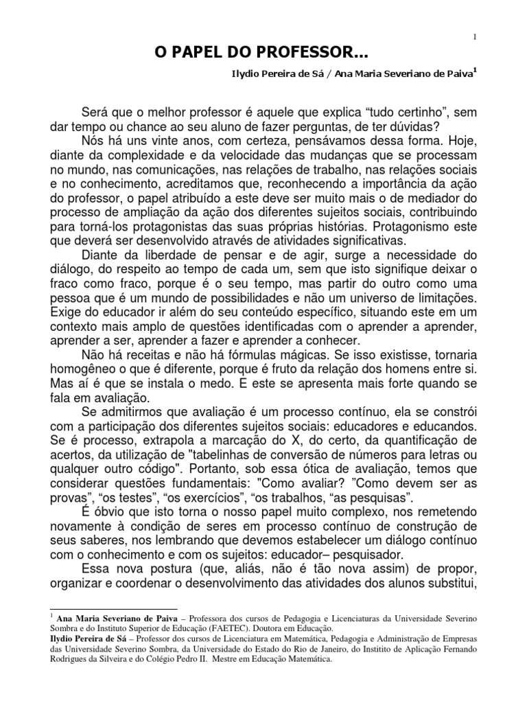 O papel do professor como mediador do processo de aprendizagem | PDF ...