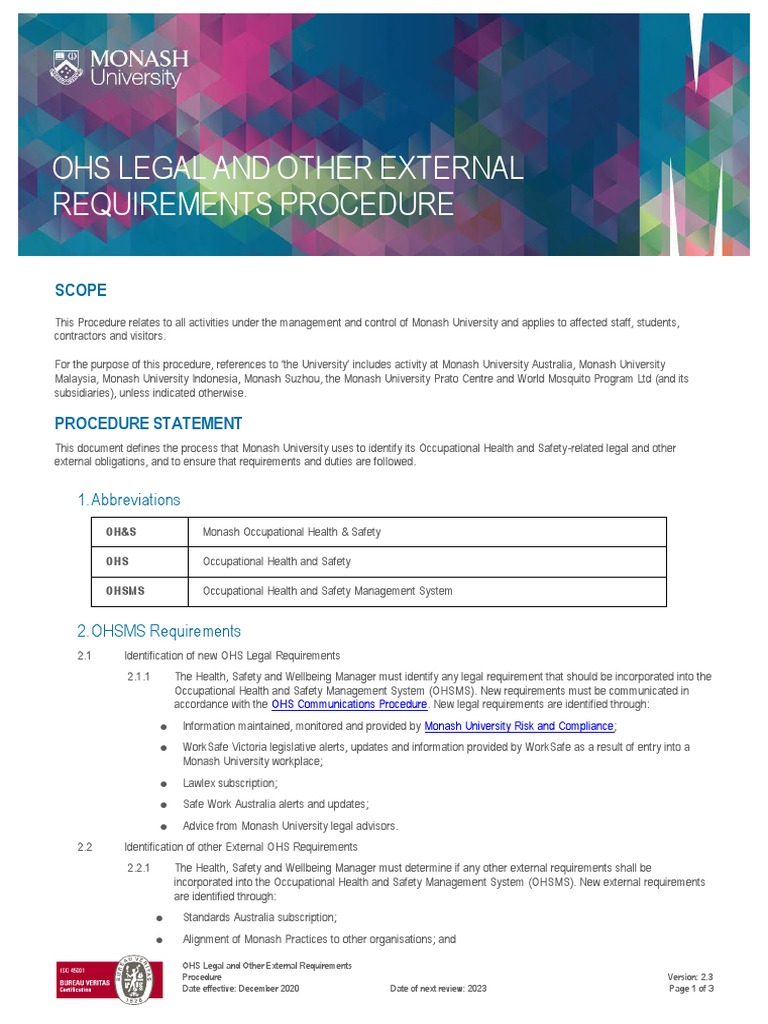 OHS Legal AND Other External Requirements Procedure Scope PDF