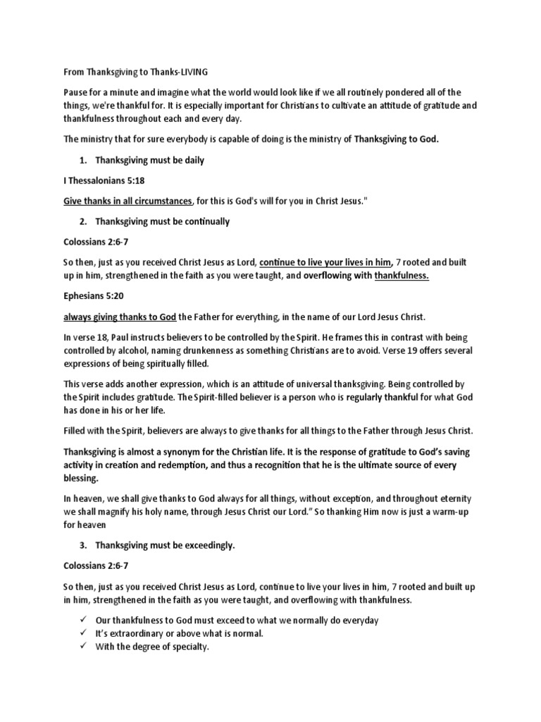 Thanksgiving: A Daily Attitude of Gratitude | PDF | Gratitude | God The ...