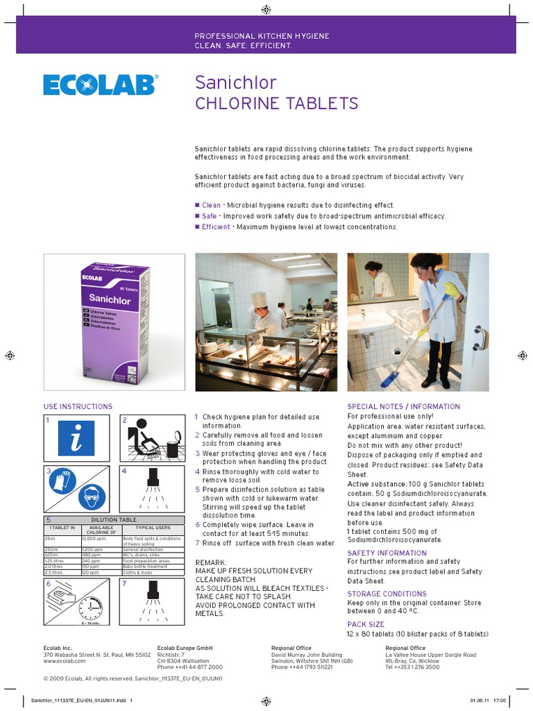 Sanichlor Tabs PDF Disinfectant Hygiene