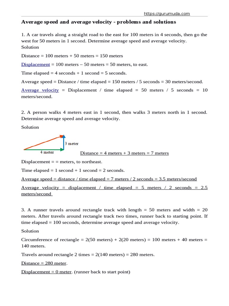 Average Speed and Average Velocity - Problems and Solutions | PDF