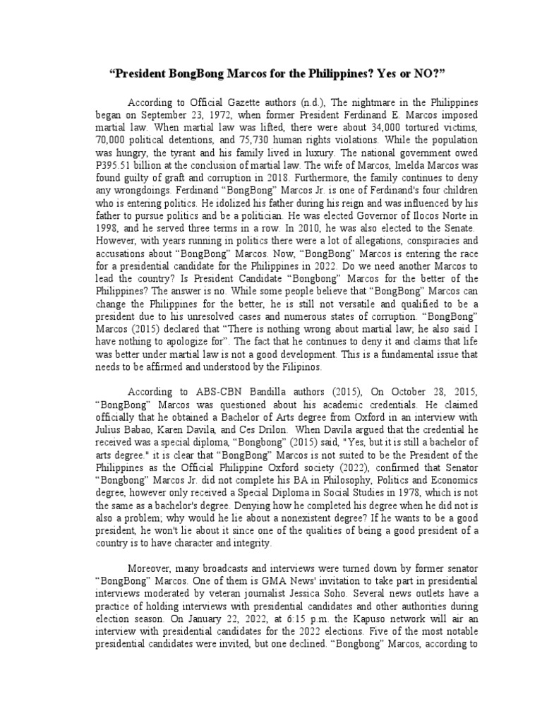 President BongBong Marcos For The Philippines | PDF