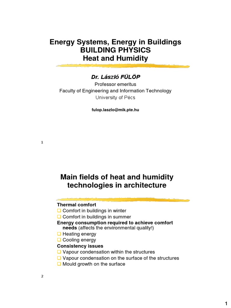 Energy Systems and Thermal Comfort | PDF | Heat Transfer | Building ...