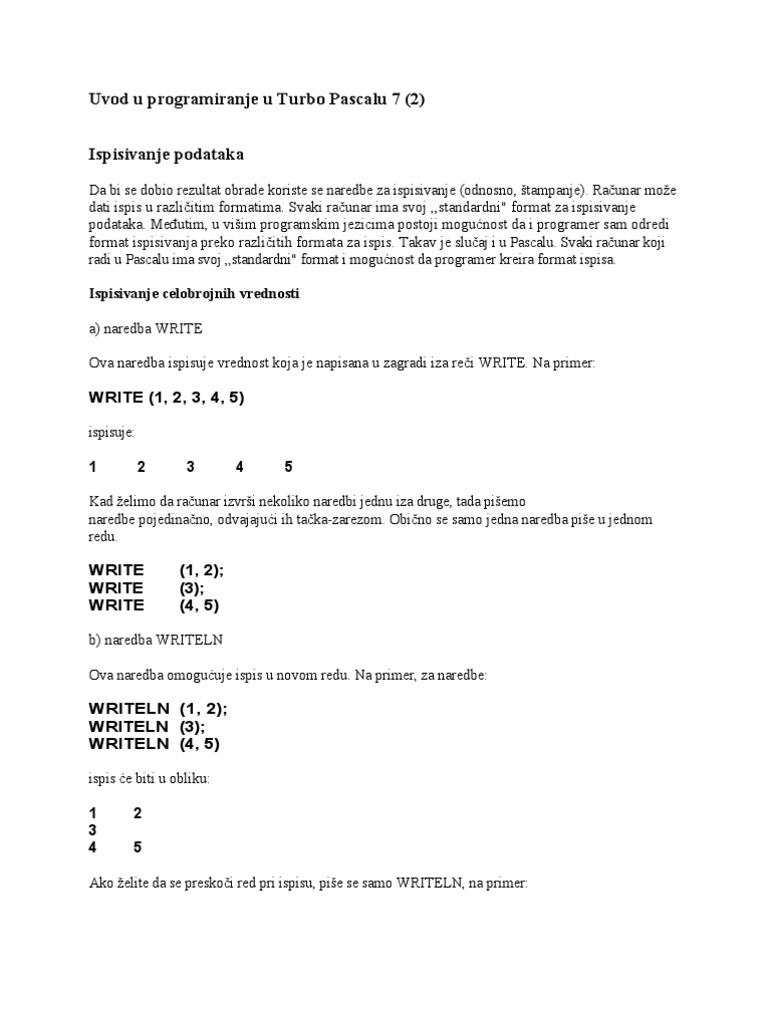 Turbo Pascal 7 | PDF