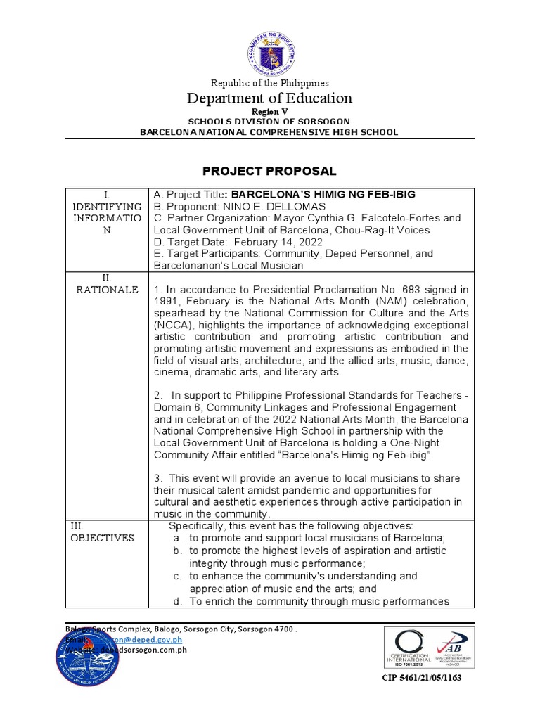 Himig NG Feb-Ibig Project Proposal | PDF | The Arts