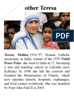 Mother Teresa: Teresa, Mother, 1910-97, Roman Catholic Peace Prize, She Went To India at 17, Becoming