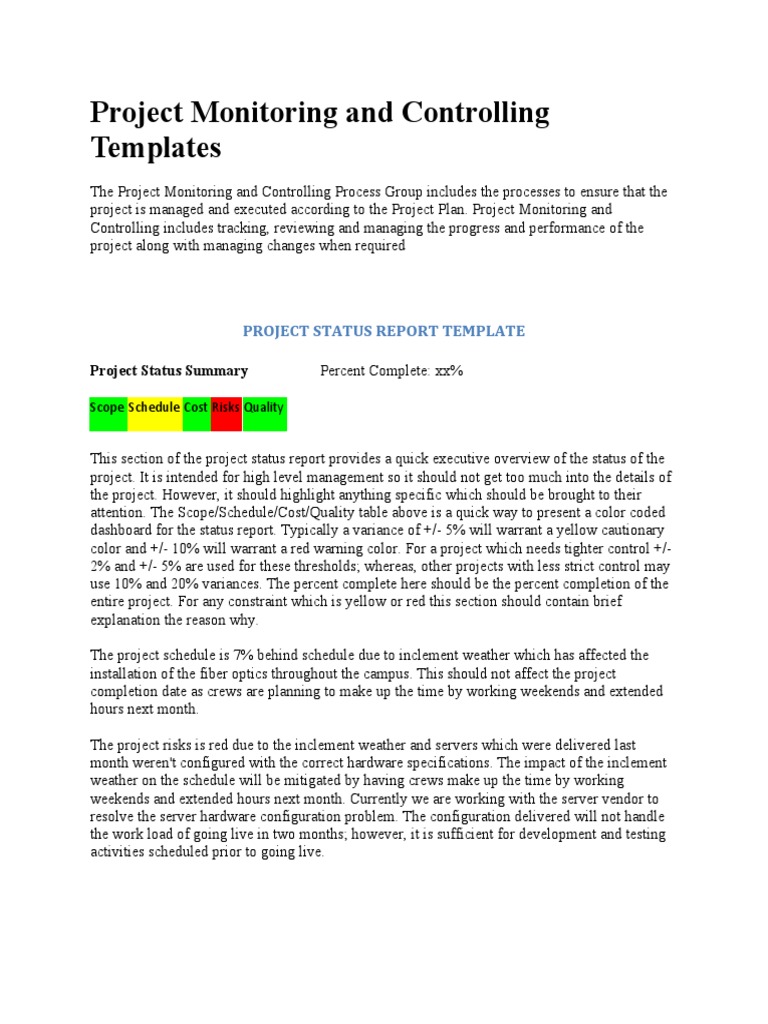 Project Monitoring And Controlling Pdf Computing