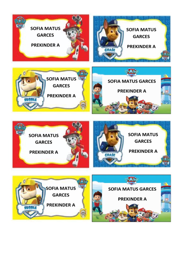 Adhesivo Cuaderno Paw Patrol | PDF