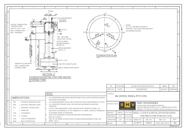 519012-RC-ST-01 - Layout & Detail of Foundations For Fire Water Storage ...