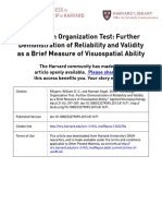 The Design Organization Test: Further Demonstration of Reliability and Validity As A Brief Measure of Visuospatial Ability