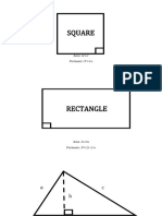 Square: Area: A S Perimeter: P 4 S