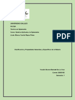 Clasificacion y Propiedades Generales y Especificas de La Materia