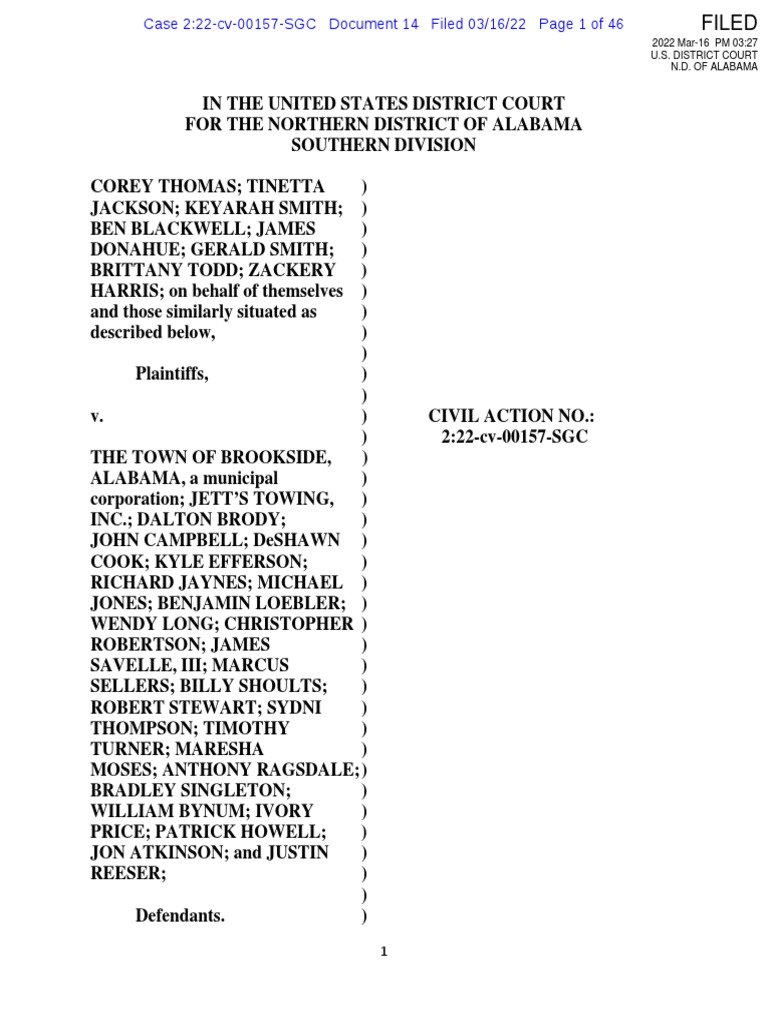 Brookside Class Action PDF Fourteenth Amendment To The United