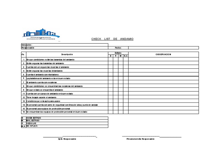 Checklist de Seguridad para Andamios | PDF