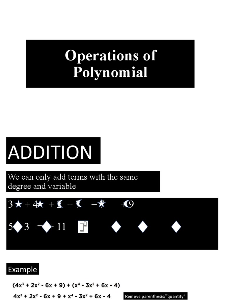Operations on Polynomials Explained | PDF | Subtraction | Division ...