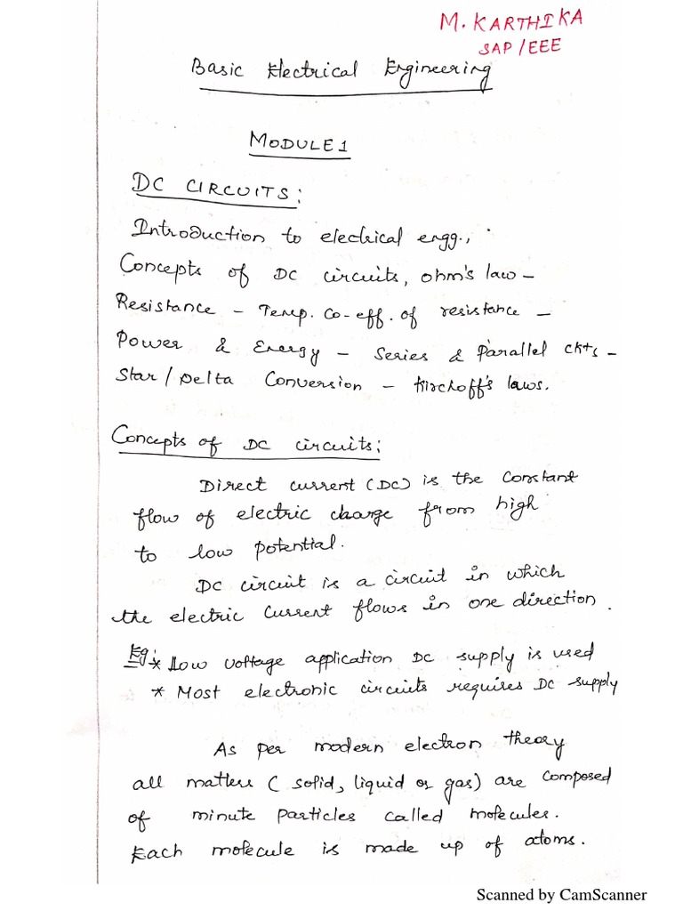 Basic Electrical Engineering Notes PDF Fuse (Electrical) Electric Power Distribution