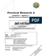 Practical Research 2: Quarter 1 - Module 11 Defining Terms in A Research Study