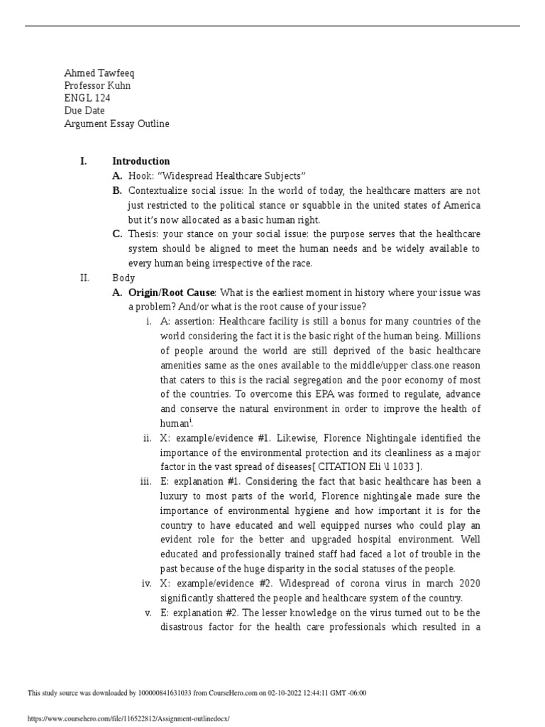 Universal Healthcare Argument Outline | PDF | Health Care | Universal ...