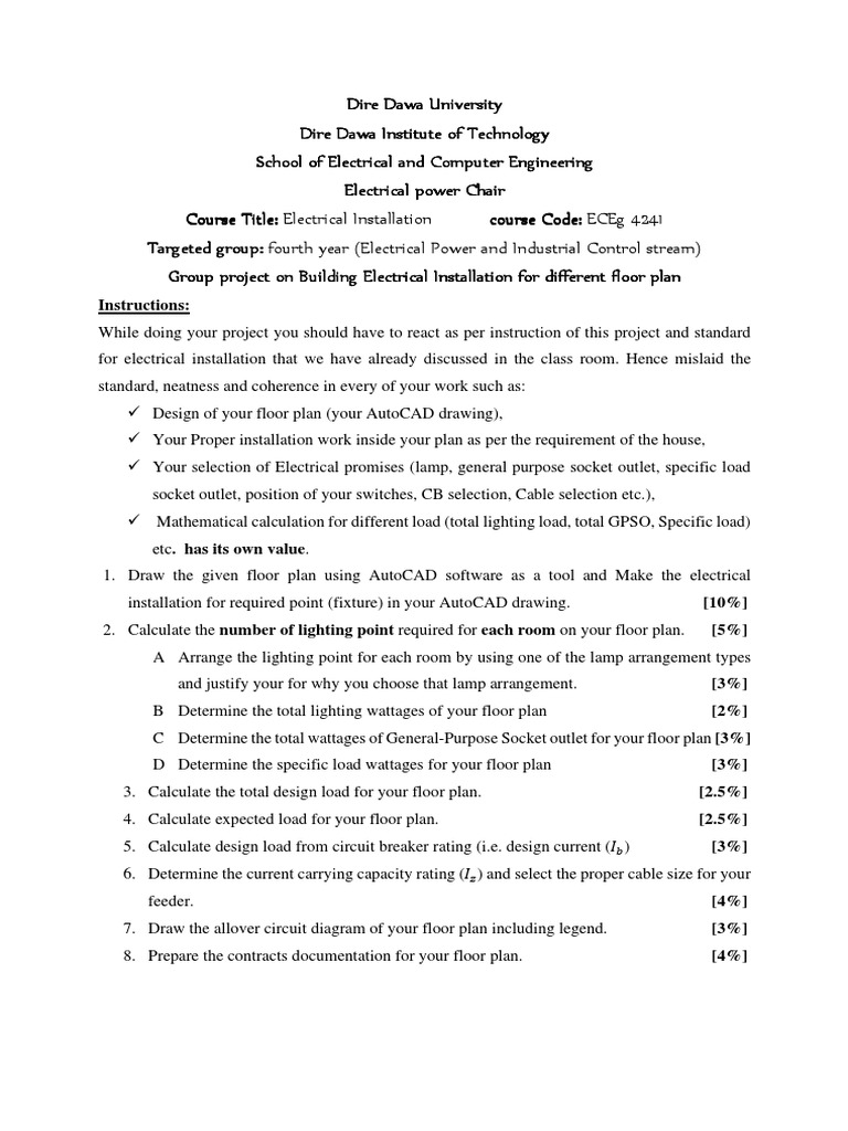 Electrical Installation Project Guide | PDF | Lighting | Electrical Wiring