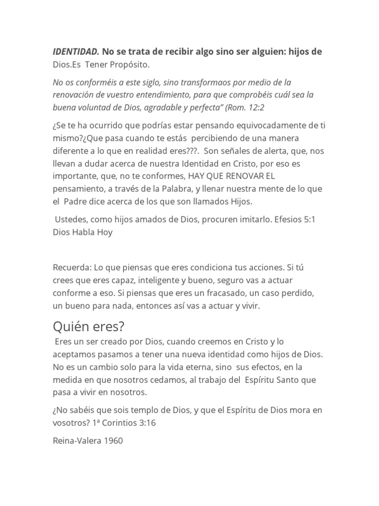 Identidad en Cristo: Hijos de Dios | PDF | Cristo (título) | Dios