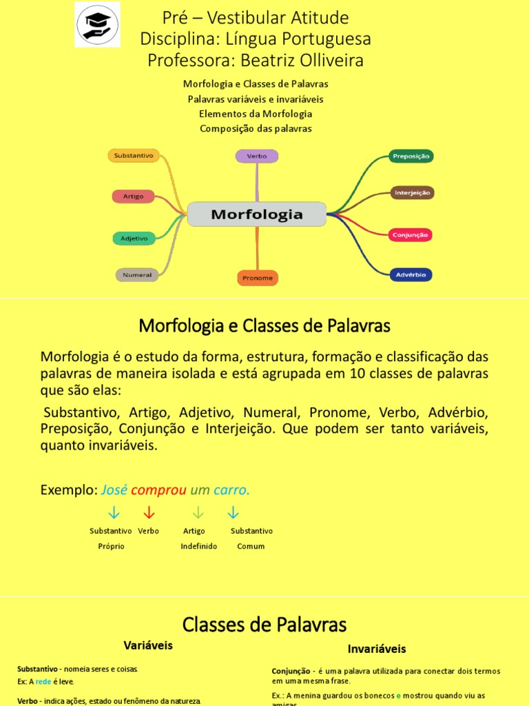 Morfologia e Classes de Palavras | PDF | Palavra | Classe gramatical