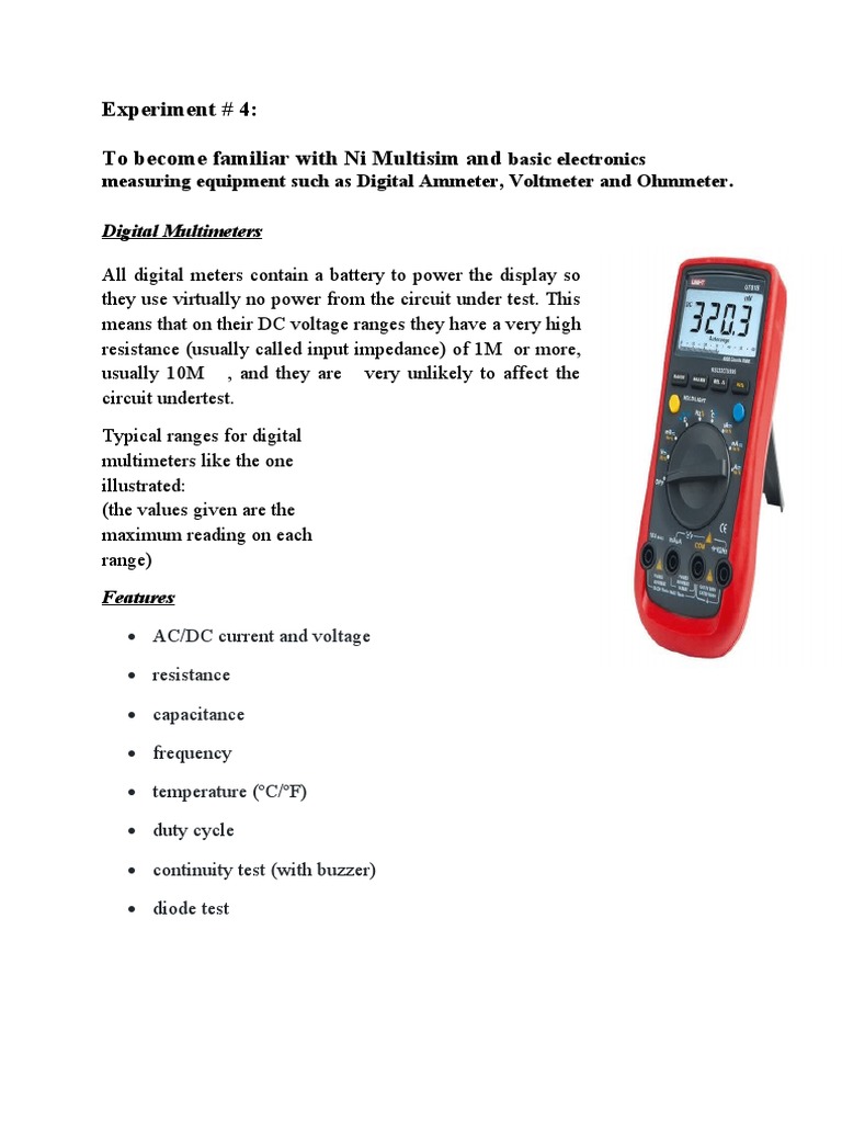 An Introduction to Using Digital Multimeters, Voltmeters, Ammeters, and