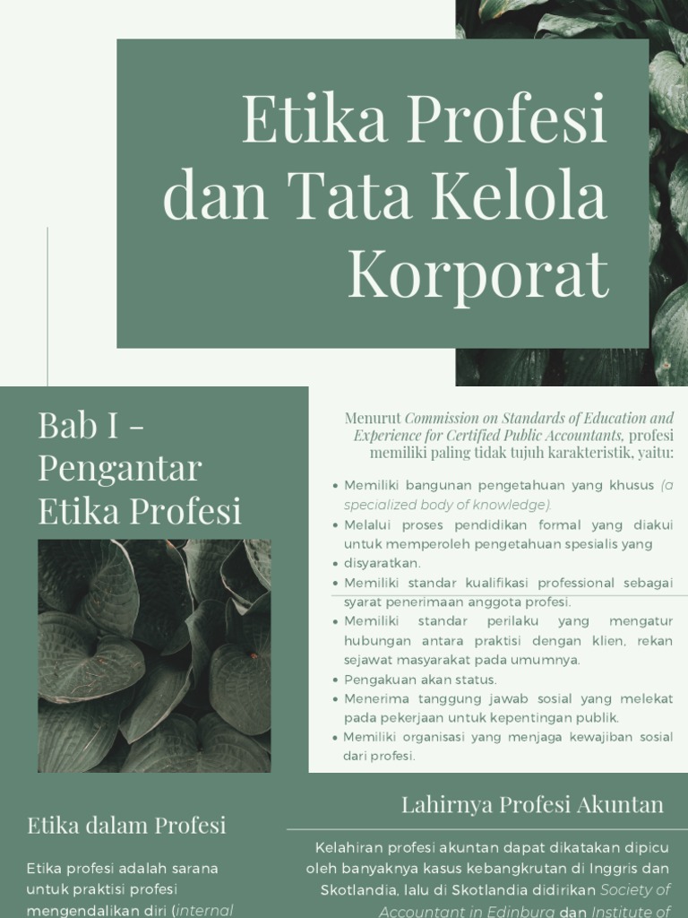 Etika Profesi Dan Tata Kelola Korporat | PDF