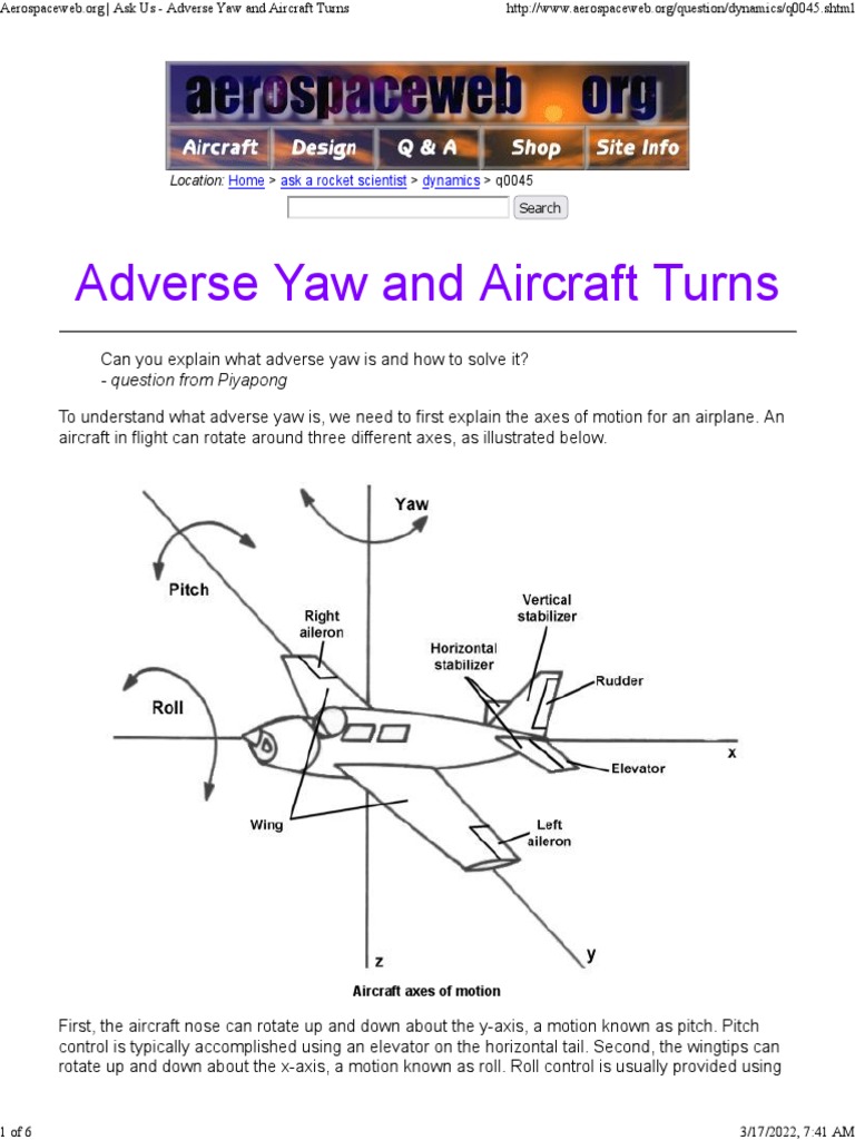 Ask Us - Adverse Yaw and Aircraft Turns | PDF | Aileron | Flight ...