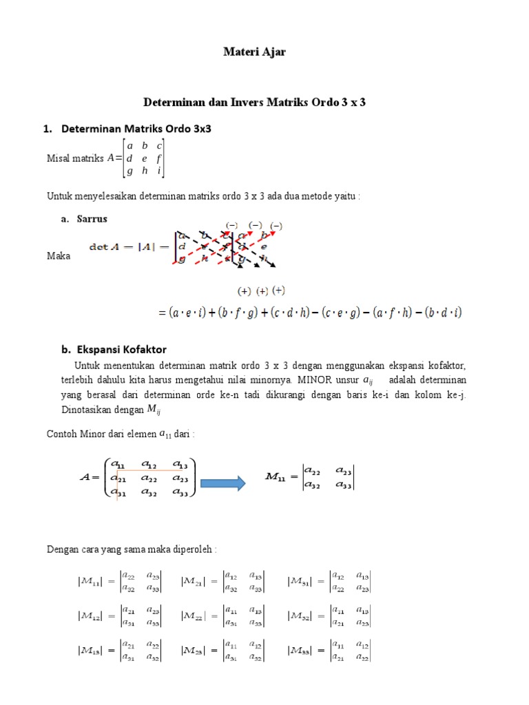Determinan dan Invers Matriks 3x3 | PDF