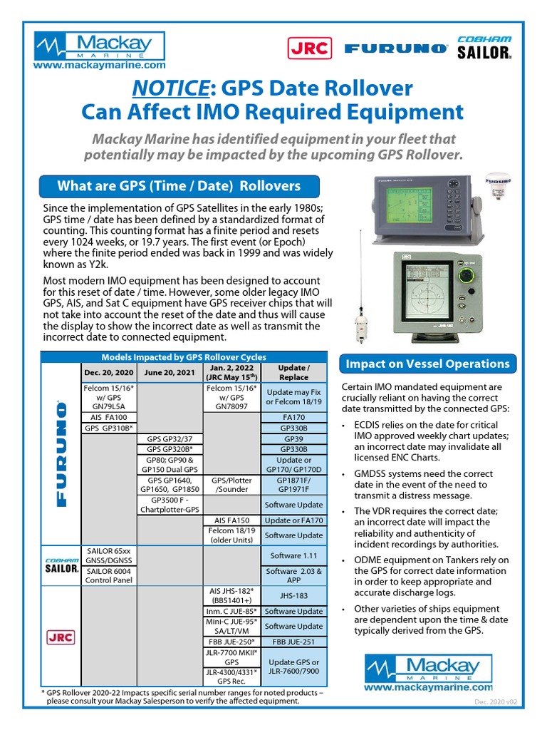Can Affect IMO Required Equipment: NOTICE: GPS Date Rollover | PDF ...