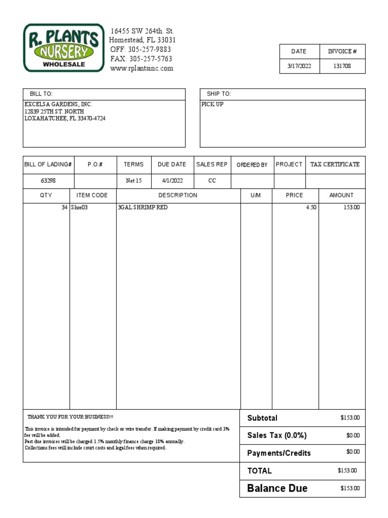 SW 264th. St. Homestead, FL 33031: Balance Due | PDF