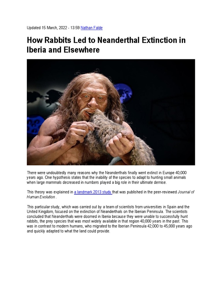 How Rabbits Led To Neanderthal Extinction in Iberia and Elswhere | PDF ...
