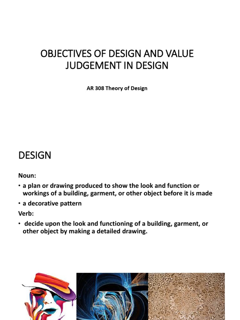 Objectives of Design and Value Judgement in Design PDF Symmetry Space