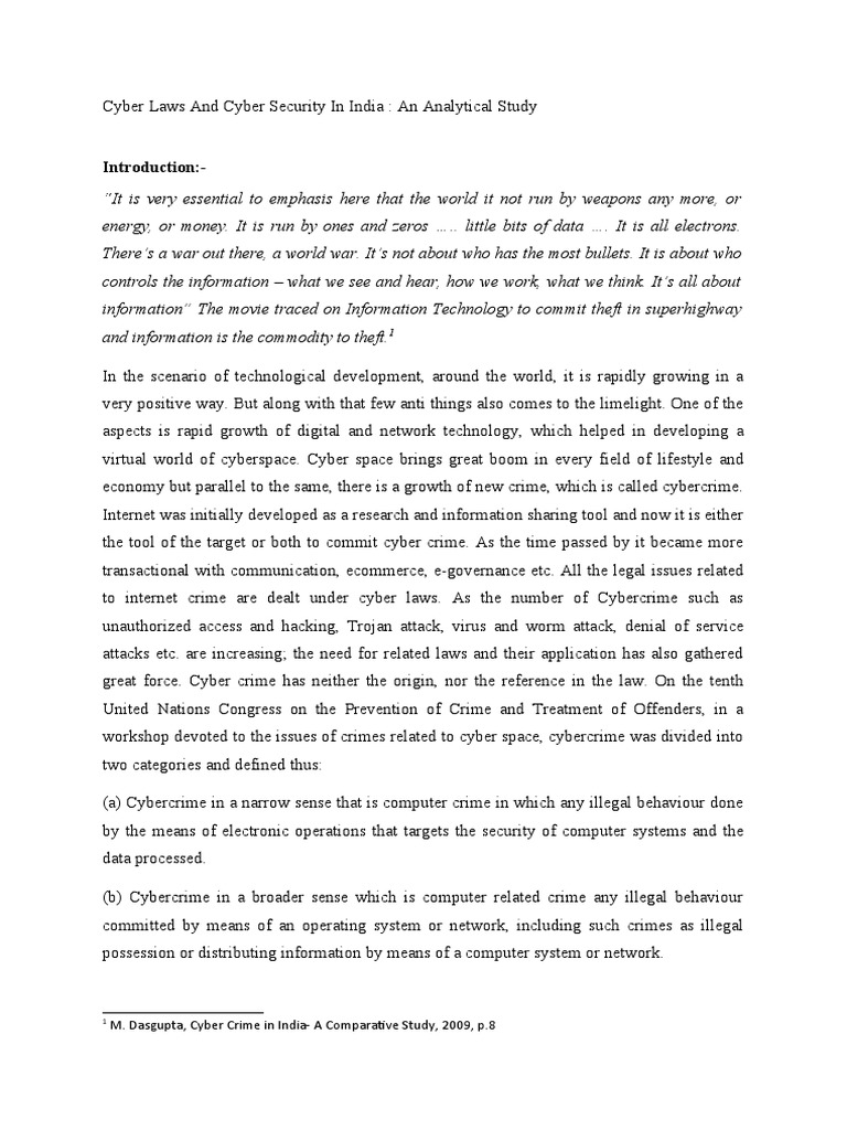 Cyber Laws and Security in India | PDF | Cybercrime | Cyberspace