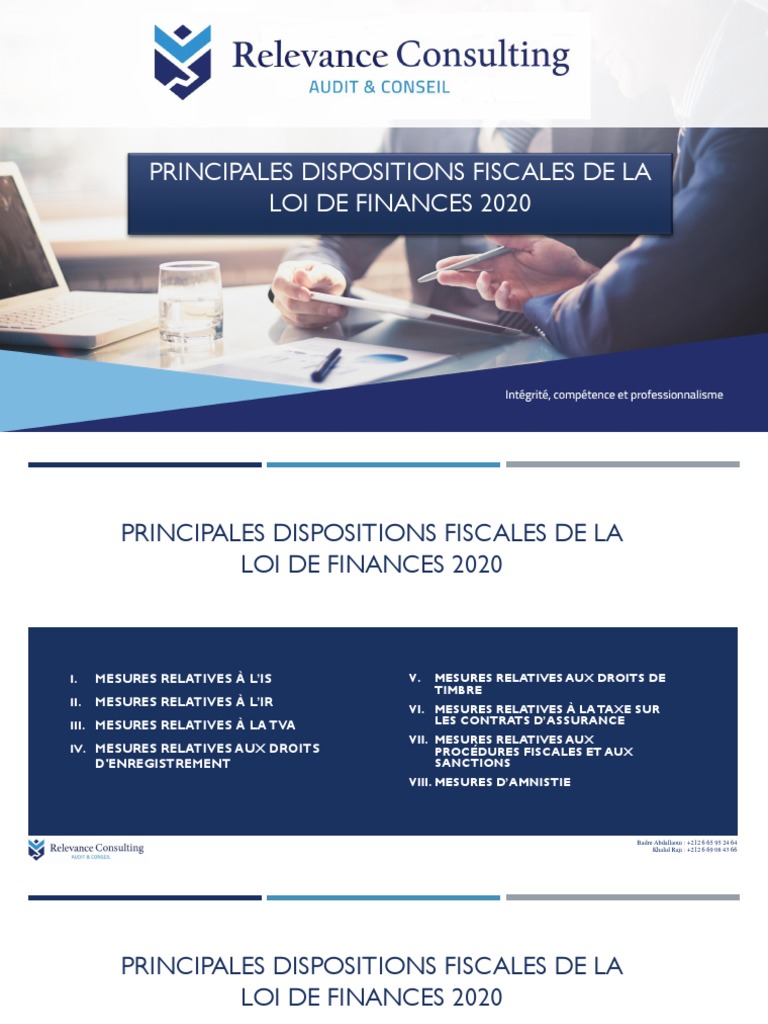 Dispositions fiscales Loi de Finances 2020 | PDF | Impôts | Taxe sur la ...