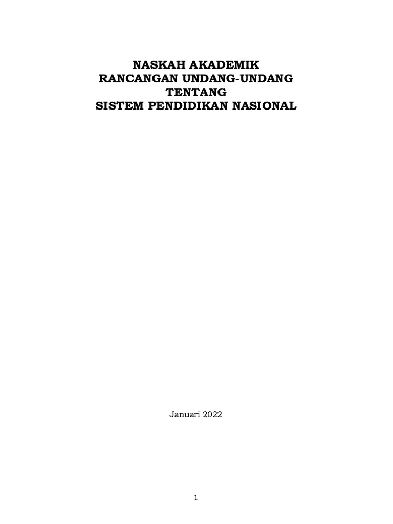 Naskah Akademik RUU Sisdiknas | PDF