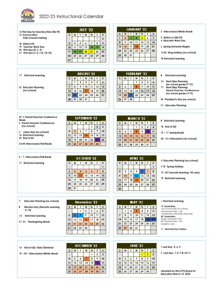 202223 LCPS Instructional Calendar PDF Academia Festival