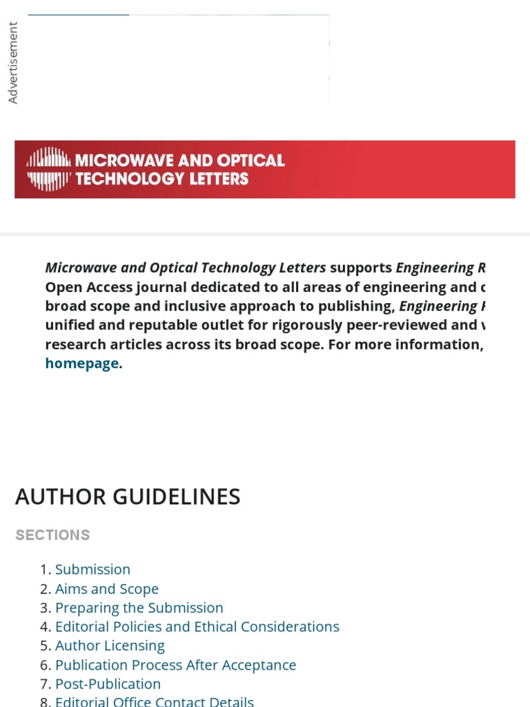 Author Guidelines Microwave and Optical Technology Letters Wiley