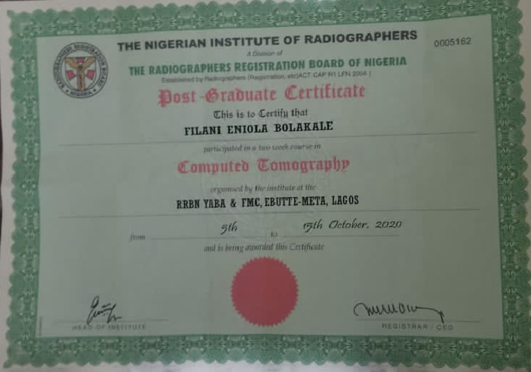 CT Certificate PDF