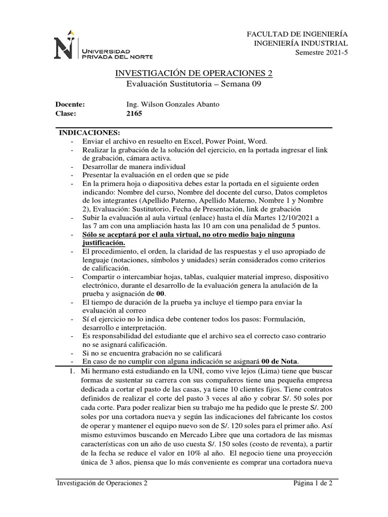 Evaluación Sustitutoria Invope 2 | PDF | Tecnología