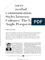 Differences in Nonverbal Communication Styles Between Cultures: The Latino-Anglo Perspective