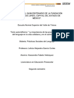 Texto Autorreflexivo La Importancia de Las Practicas Sociales Del Lenguaje en La Vida Cotidiana y en El Contexto Escolar