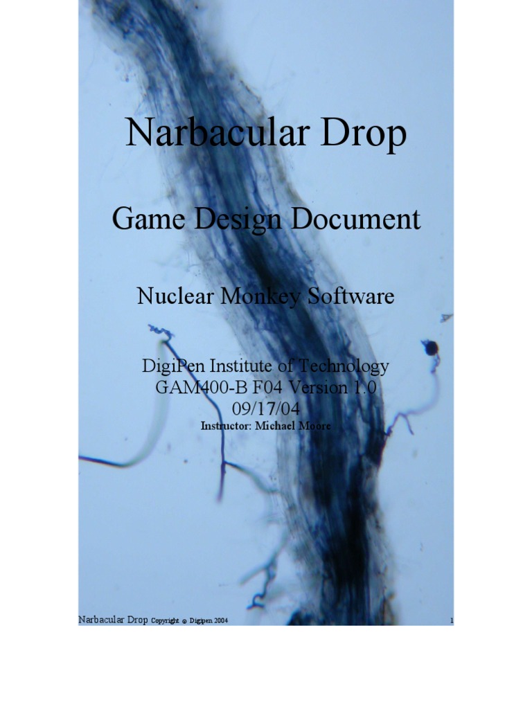Narbacular Drop Game Design Document | PDF | Menu (Computing ...