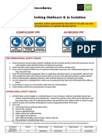 Compulsory Ppe As Needed Ppe: Safe Operating Procedures SOP 07 - Working Outdoors & in Isolation